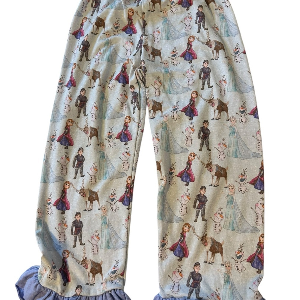 Coastal Mermaids Boutique Frozen PJ Set with Back Flap Ruffles Long Sleeve - Picture 3 of 10